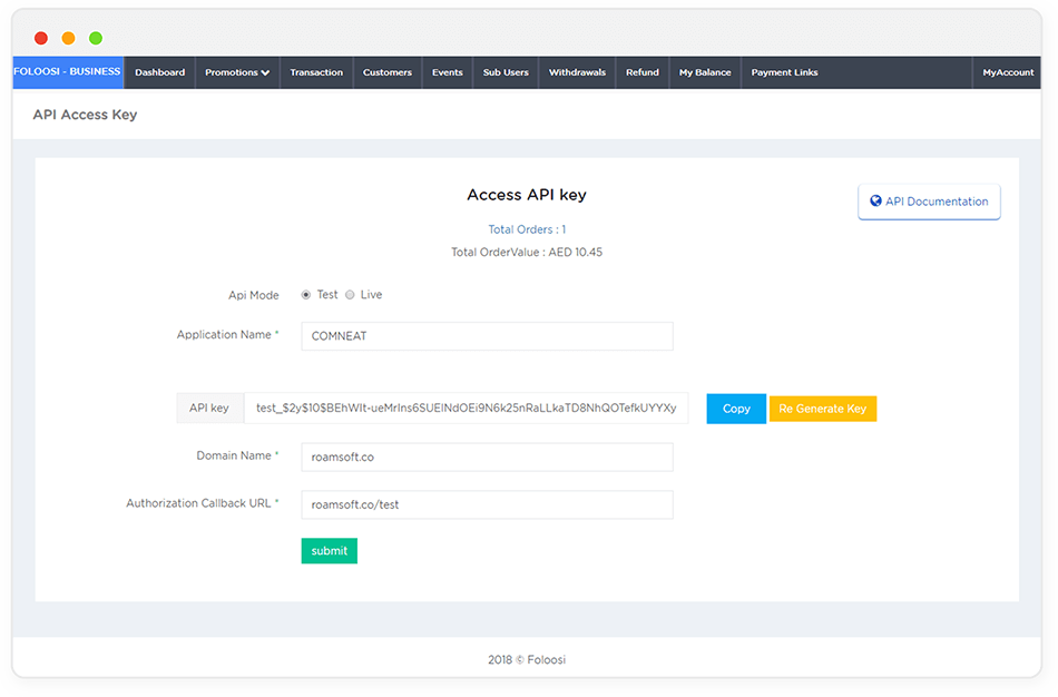 API Access Key Test API Access Key Test