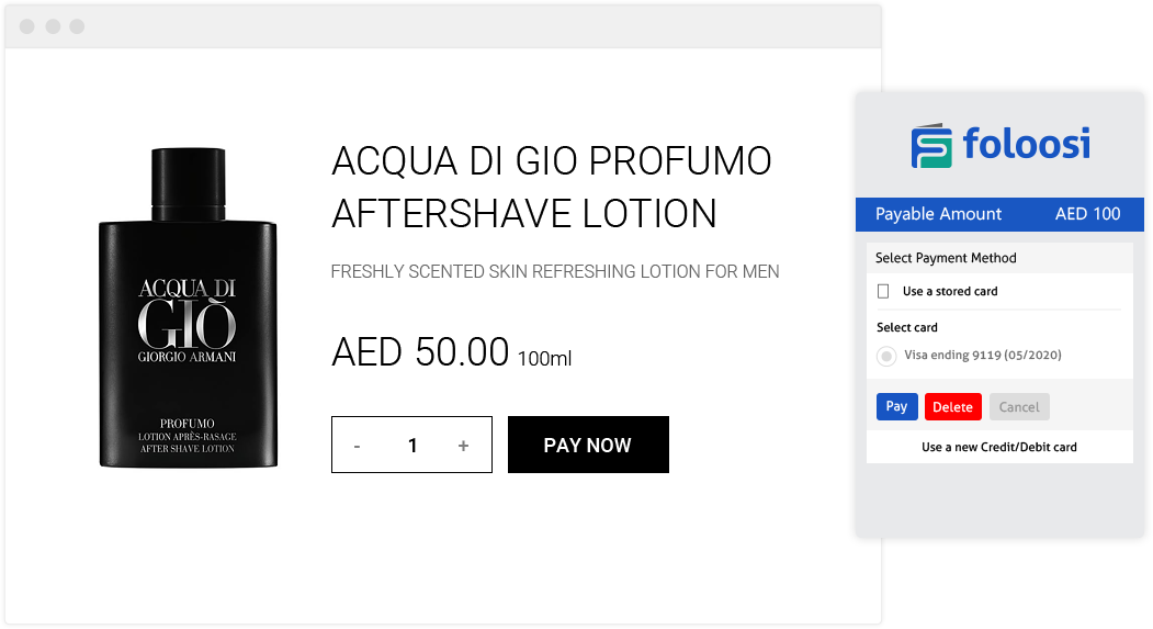 Foloosi Retail Payment method screen